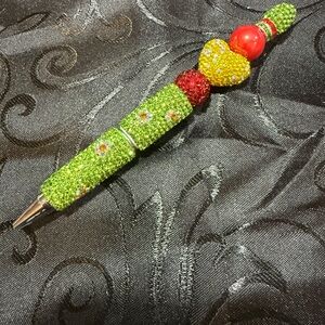 Colorful Beaded Pen with Heart Charm